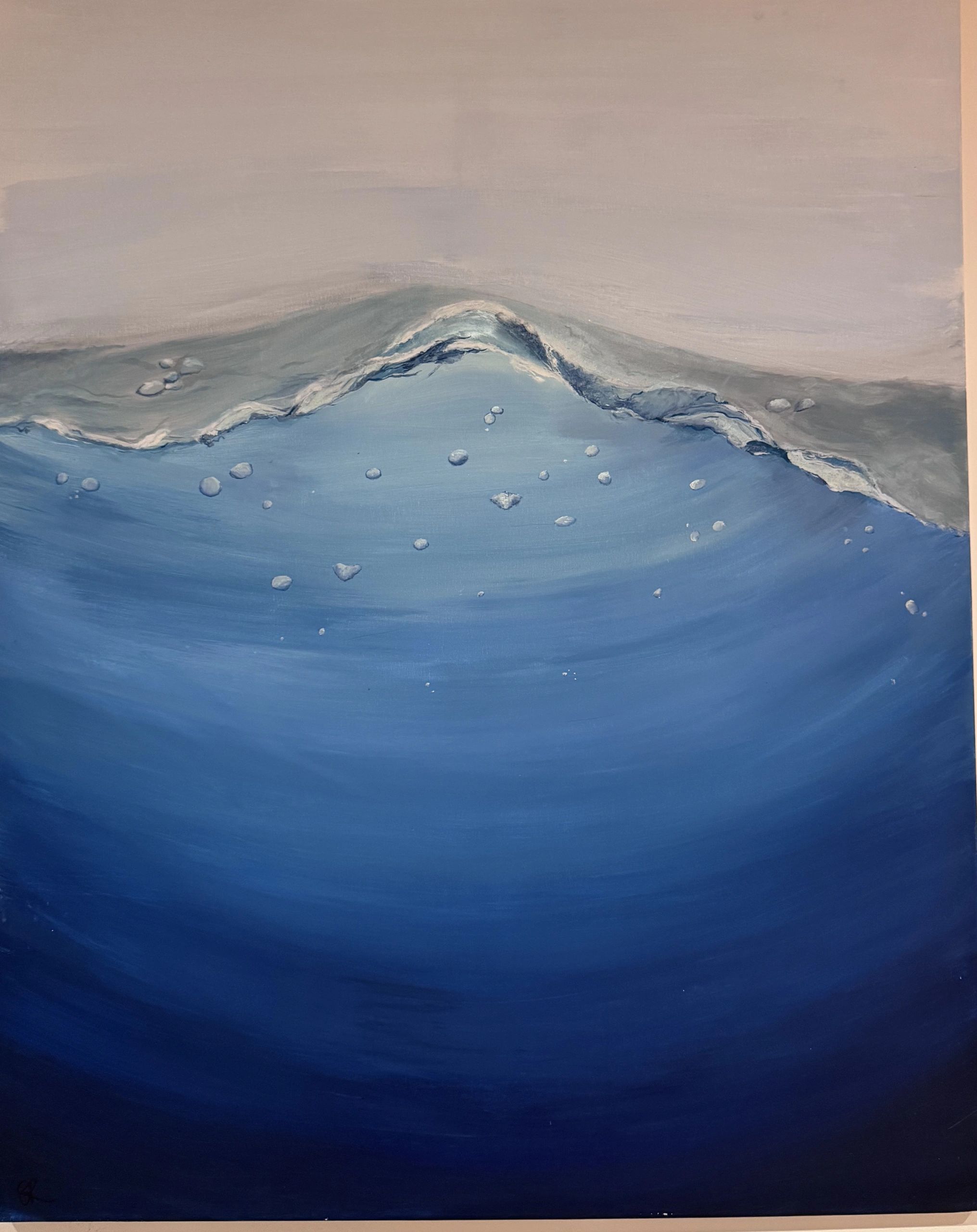 Golow, an atmospheric blue wave painting by Sophie Ratcliffe